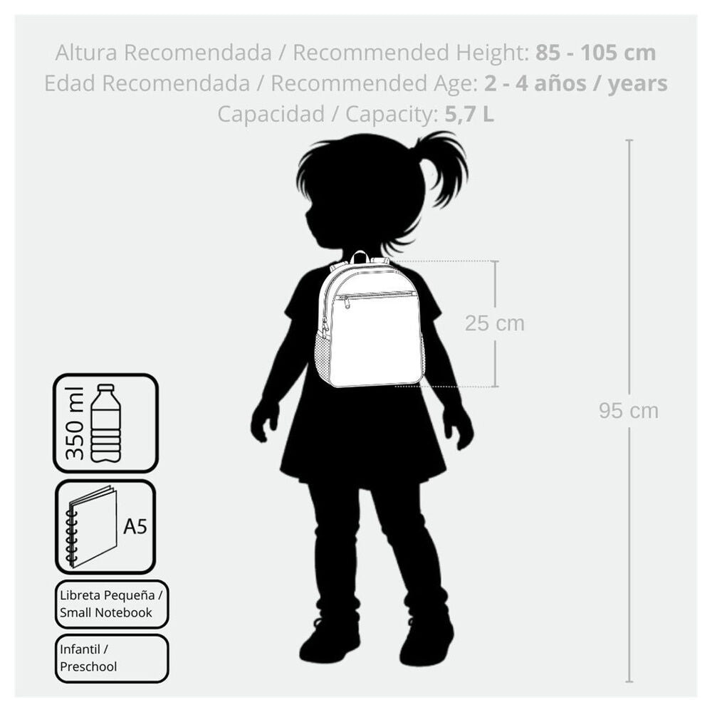 Mochila Beach & Love Stitch Disney 25cm adaptável