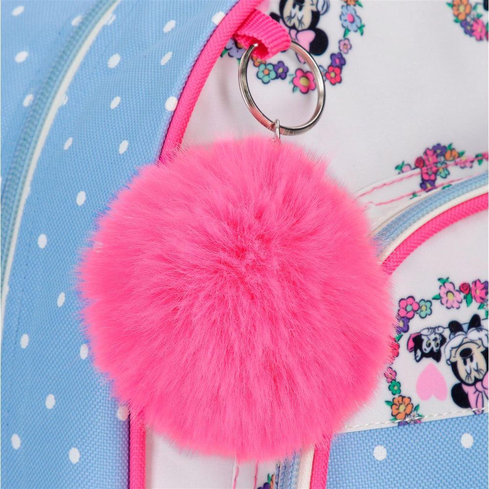 Mochila pré-escolar Flowers Minnie Disney 28cm adaptável