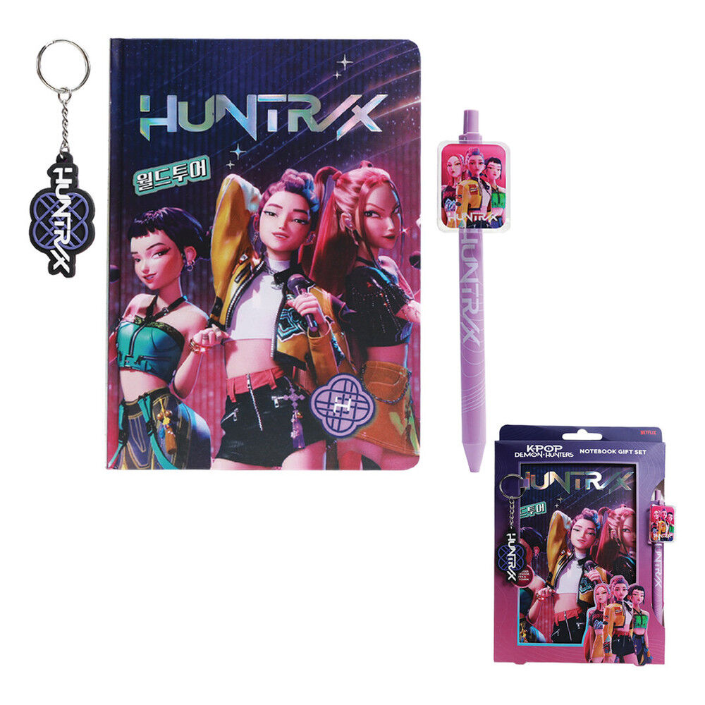 Notebook + pen + K-POP Demon Hunters keyring