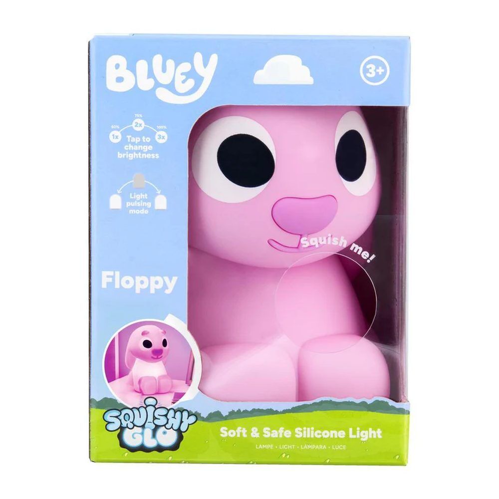 SquishyGlo Floppy Bluey em silicone recarregável com luzes