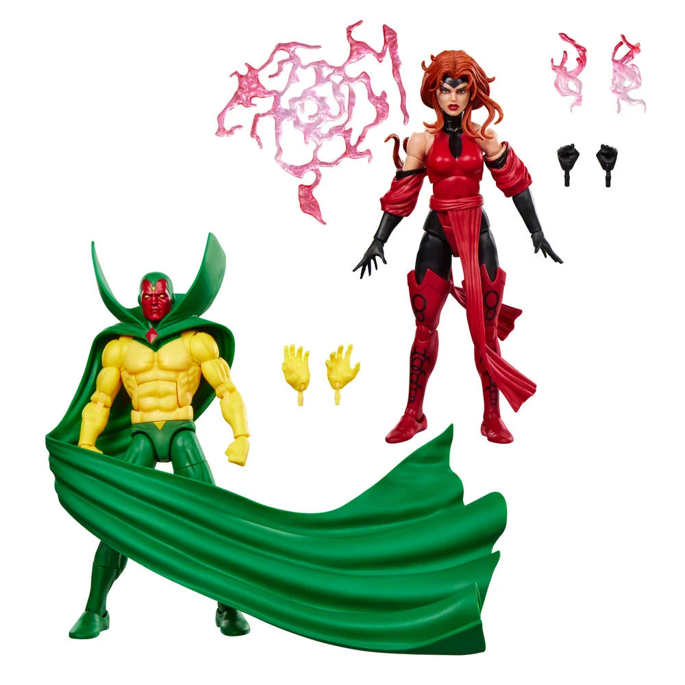 Conjunto com 2 figuras do Visão e da Feiticeira Escarlate, da série Marvel Legends dos Vingadores: Os Heróis Mais Poderosos da Terra, 15 cm