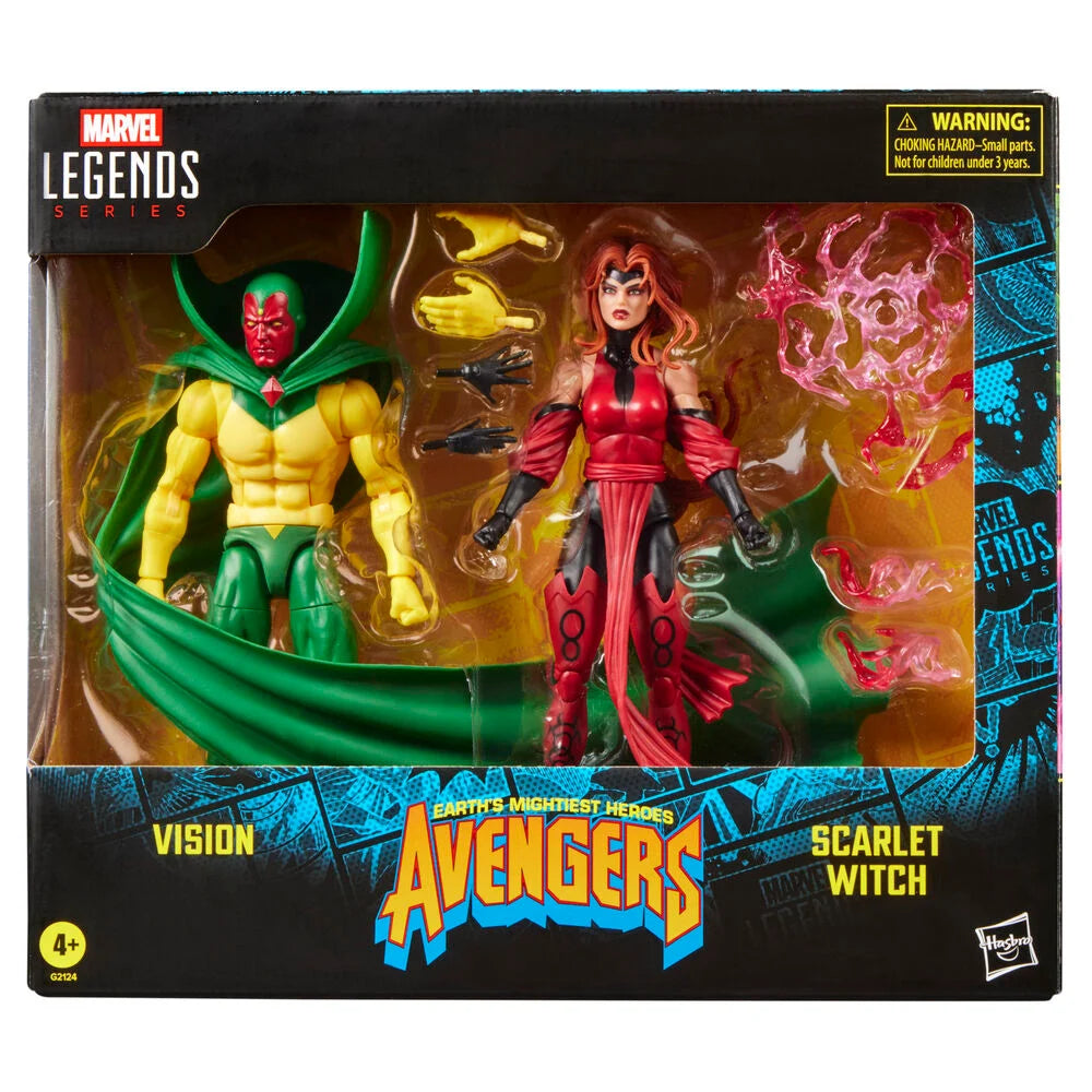 Conjunto com 2 figuras do Visão e da Feiticeira Escarlate, da série Marvel Legends dos Vingadores: Os Heróis Mais Poderosos da Terra, 15 cm