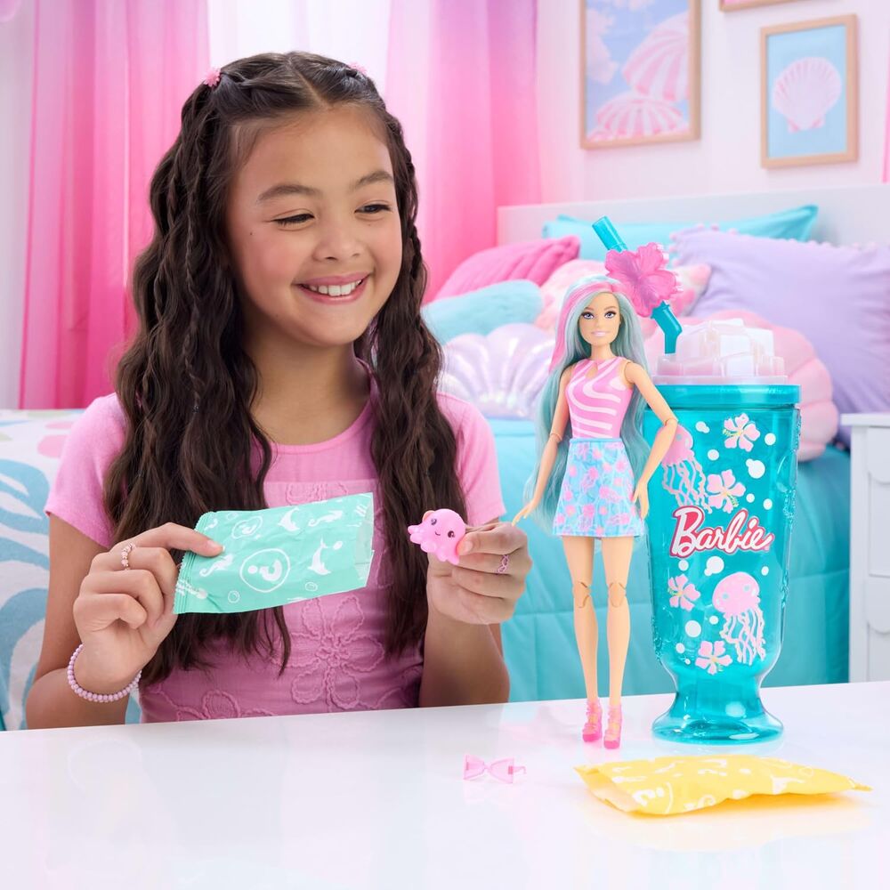 Boneca Pop Reveal Barbie Granizado do Mar Copo Azul