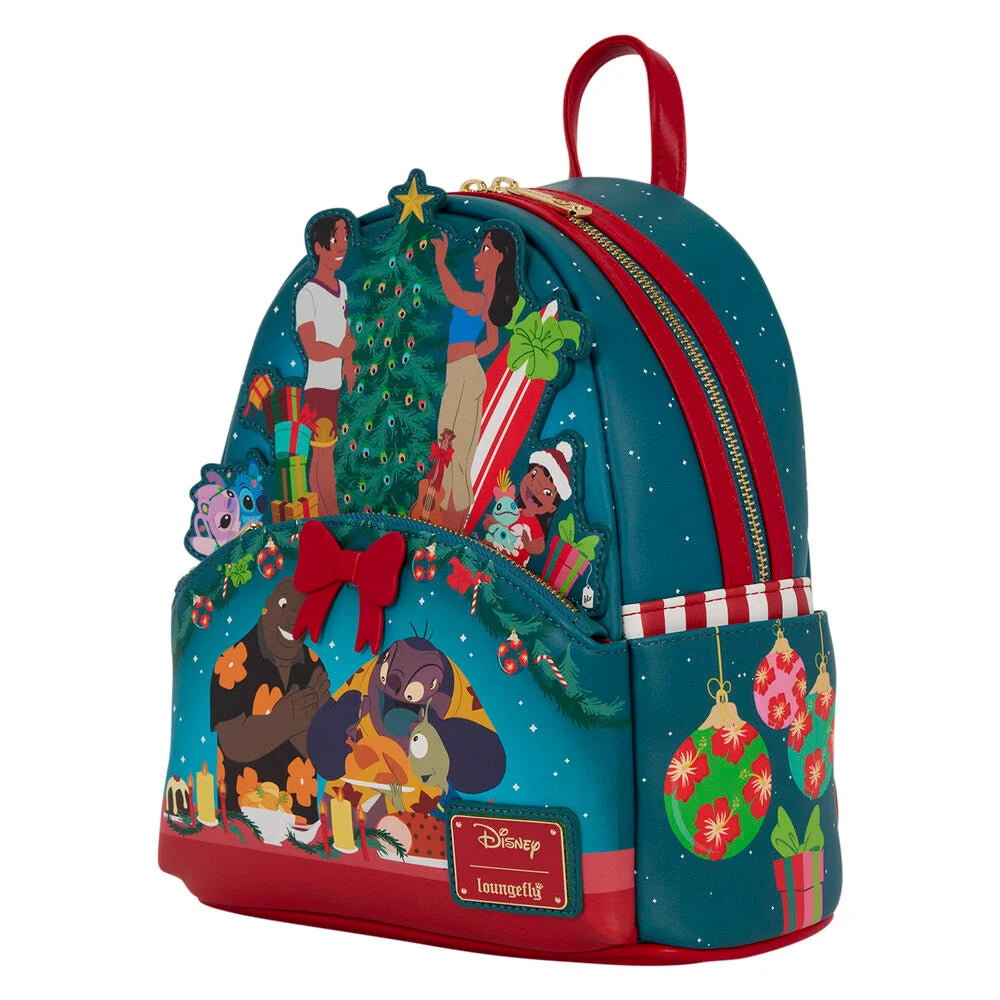 Mini Mochila Holiday Stitch Disney Loungefly 26 cm — imagem 4