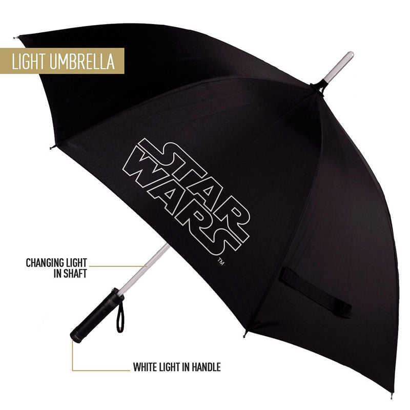 Guarda-chuva manual Star Wars de 53 cm com efeito de sabre de luz