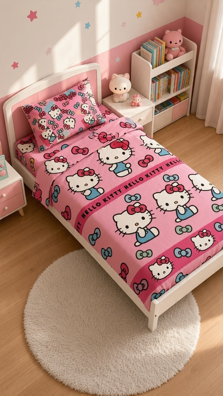 Jogo de lençóis Infantil Hello Kitty Rosa