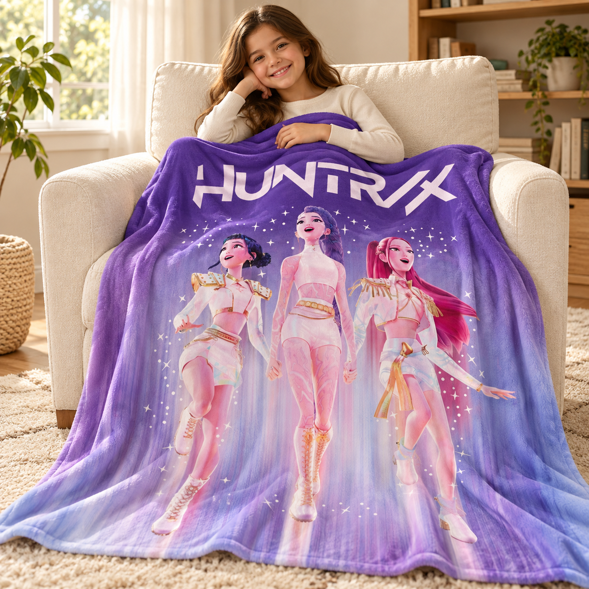Manta HUNTR/X Palco em utilização — imagem ilustrativa criada com IA