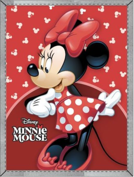 Manta sherpa Minnie Mouse vermelha, 140 × 190 cm, com rebordo cinzento