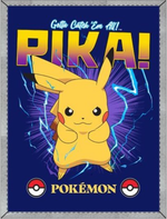 Manta sherpa Pokémon Pikachu de 140 × 190 cm, com rebordo cinzento