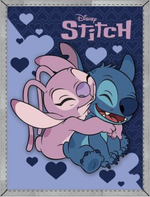 Manta sherpa Disney Stitch e Angel com corações, 140 × 190 cm