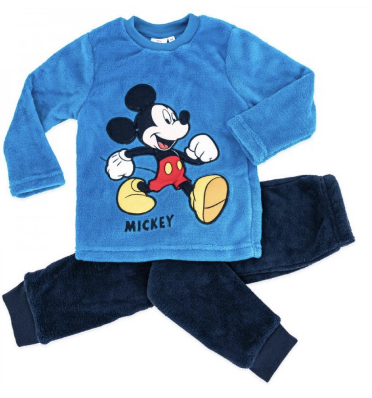 Pijama de coralina Mickey Disney HW7584, camisola azul e calças azul-marinho