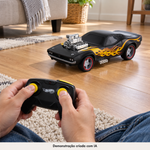Demonstração criada com IA do Hot Wheels Rodger Dodger com comando
